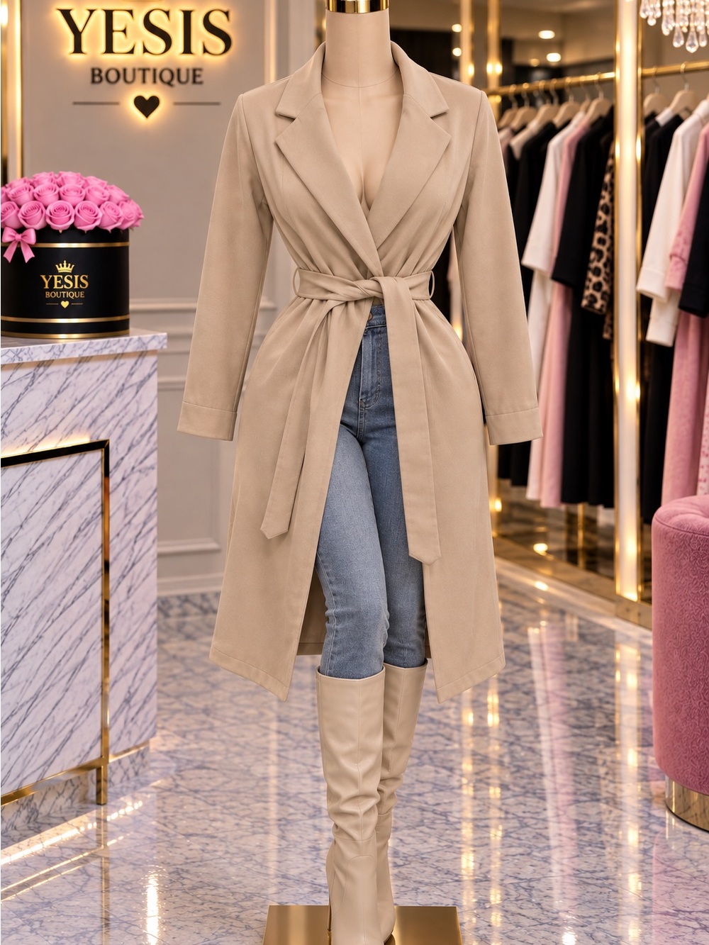 Elegant Women's Tan Robe